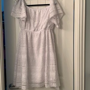 Off the shoulder white crochet dress